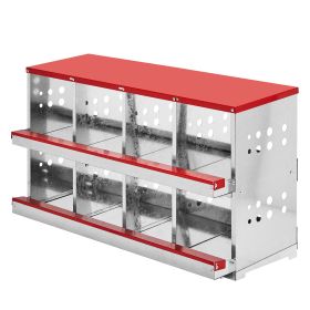 Dismantling And Installation Of Iron Red Feeding Supplies For An 8-compartment Sloping Roof House (Color: Red)